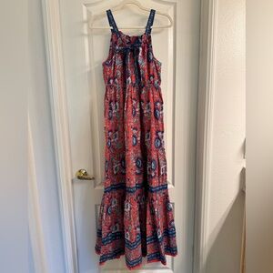 NWT NATURAL LIFE Red and Navy Blue Paisley Maxi Dress